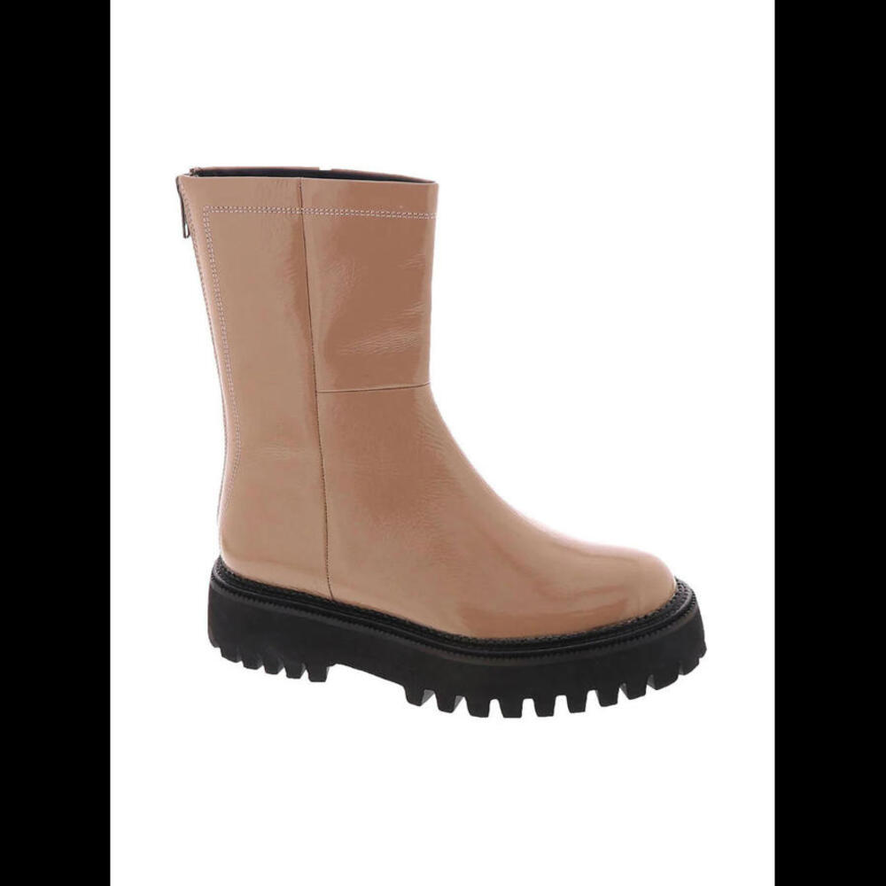 NIB SEYCHELLES LAST CHANCE PLATFORM ANKLE BOOT IN TAN PATENT LEATHER size 7.5